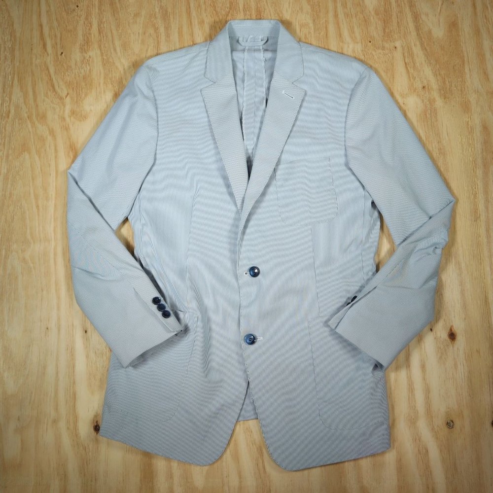 Peter Millar Light Blue Polyester Blazer Overcoat Men's Size L Button Sport Coat